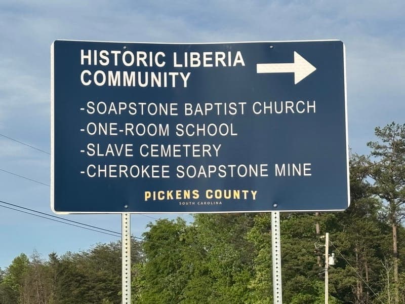 New Highway 11 wayfinder sign for the historic Liberia Community