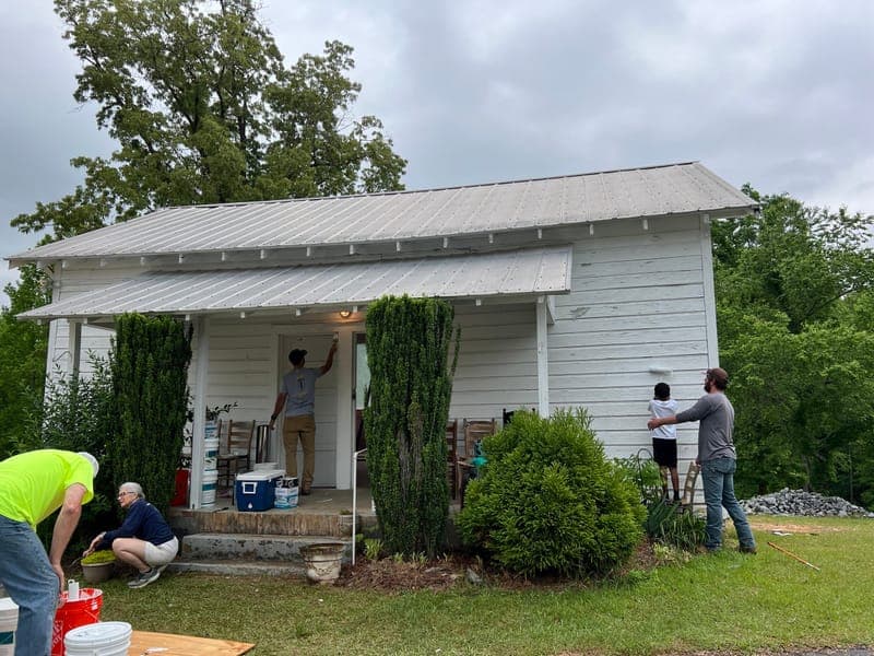 The Soapstone one-room school during renovation